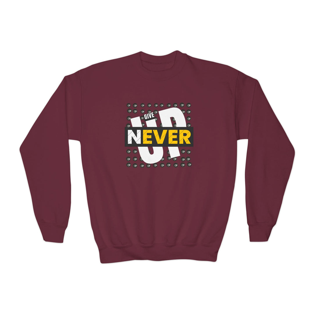 Never Give Up - 8 Ball - Unisex Youth Crewneck Sweatshirt - BFLY BILLIARDS