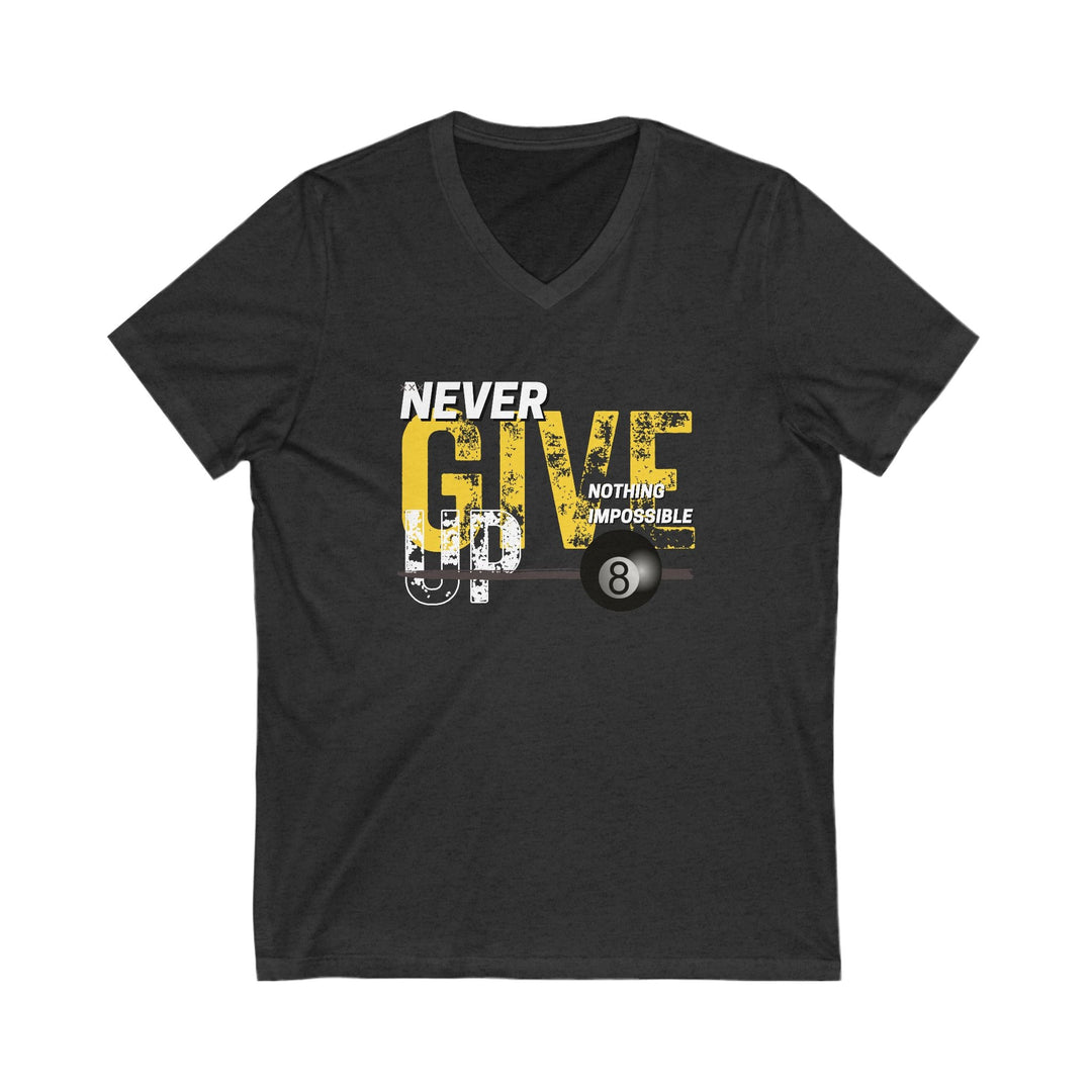 Never Give Up - 8 Ball - V - Neck Tee - BFLY BILLIARDS