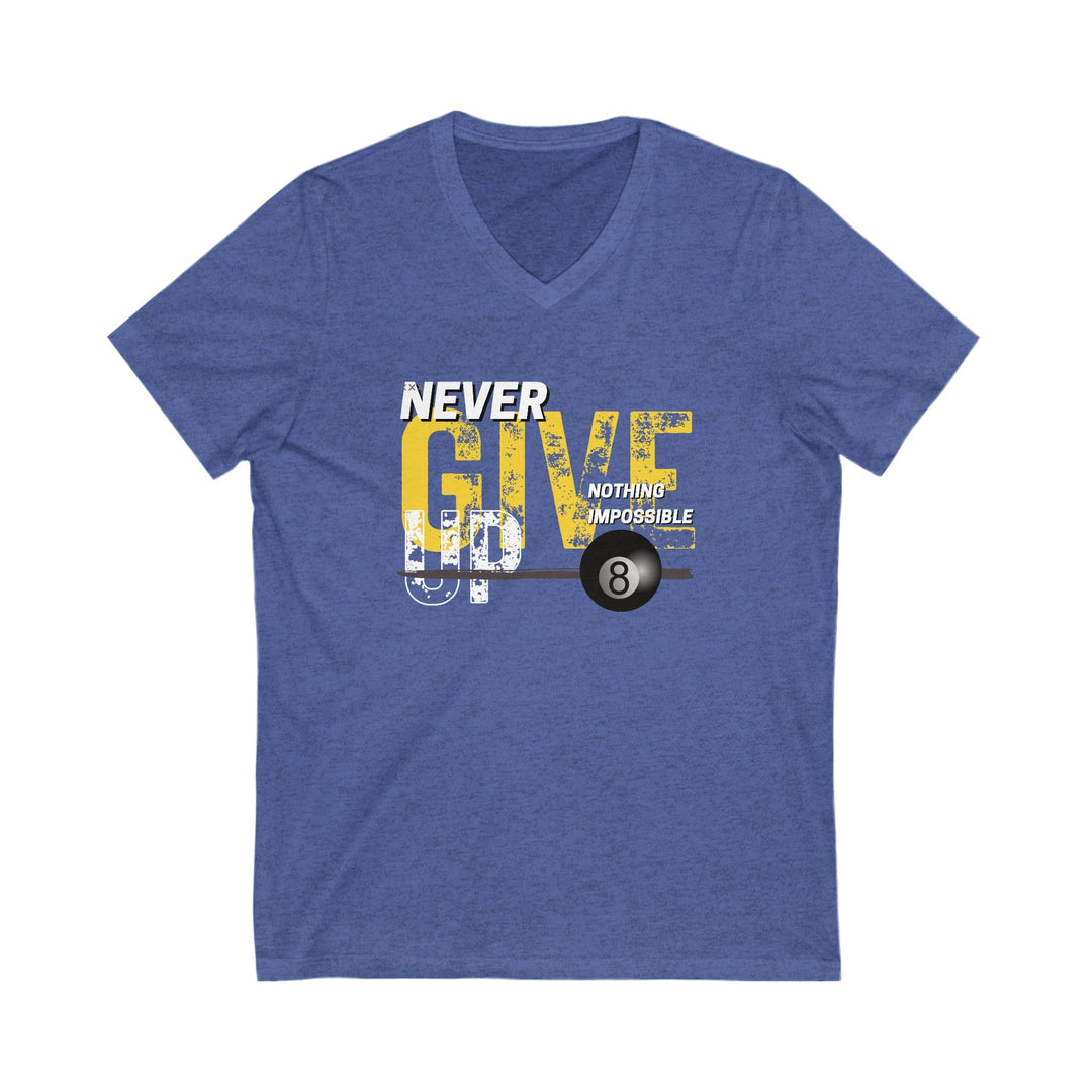 Never Give Up - 8 Ball - V - Neck Tee - BFLY BILLIARDS