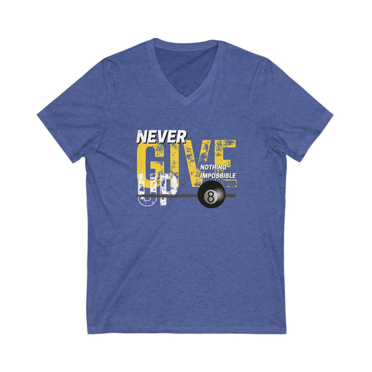 Never Give Up - 8 Ball - V - Neck Tee - BFLY BILLIARDS