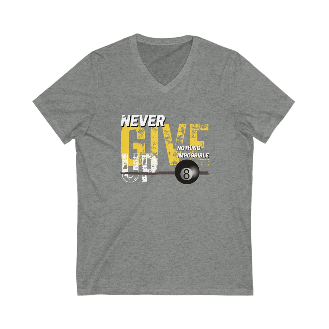 Never Give Up - 8 Ball - V - Neck Tee - BFLY BILLIARDS