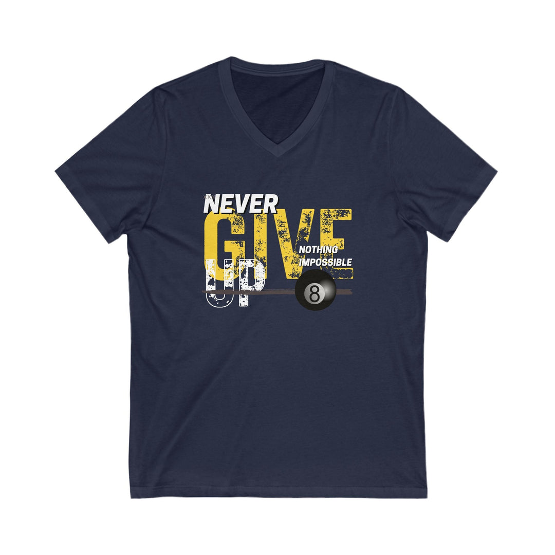 Never Give Up - 8 Ball - V - Neck Tee - BFLY BILLIARDS