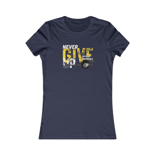 Never Give Up - 8 Ball - Women's Fitted Tee - BFLY BILLIARDS