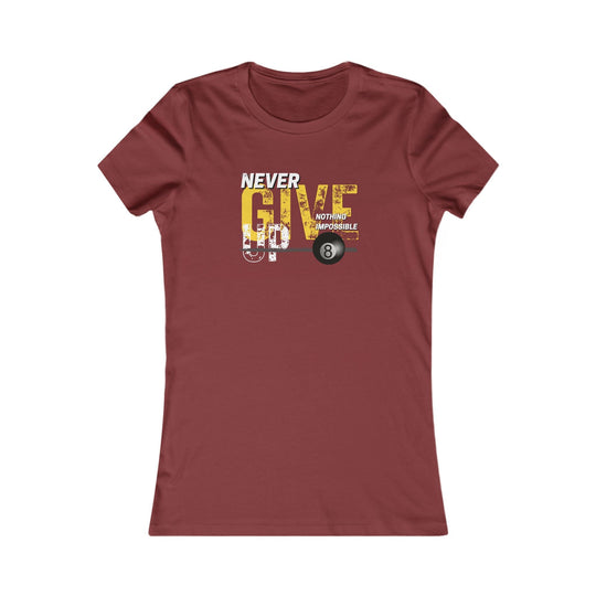 Never Give Up - 8 Ball - Women's Fitted Tee - BFLY BILLIARDS