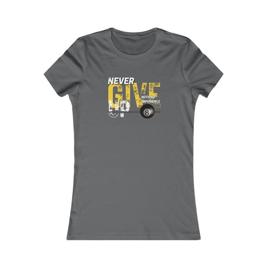 Never Give Up - 8 Ball - Women's Fitted Tee - BFLY BILLIARDS