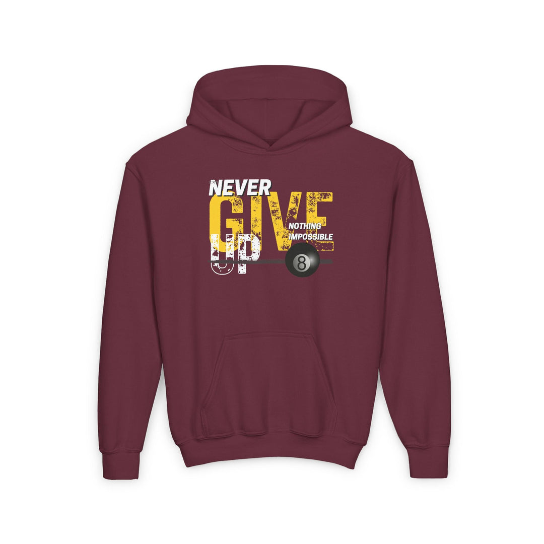 Never Give Up - 8 Ball - Youth Hoodie - BFLY BILLIARDS