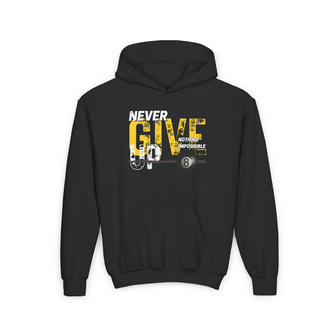 Never Give Up - 8 Ball - Youth Hoodie - BFLY BILLIARDS