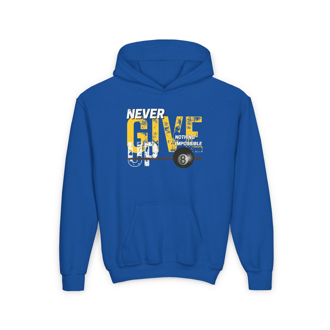 Never Give Up - 8 Ball - Youth Hoodie - BFLY BILLIARDS
