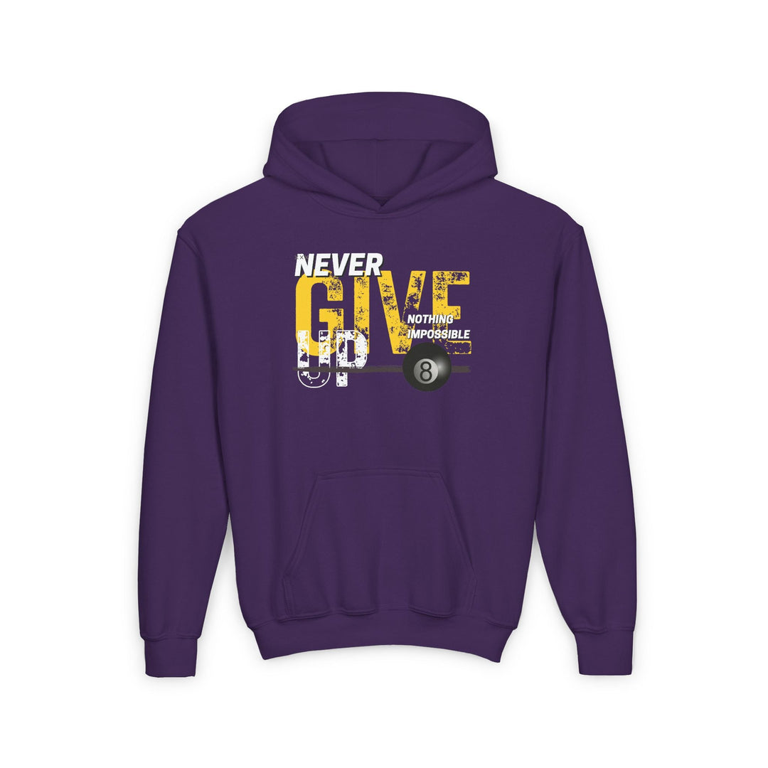 Never Give Up - 8 Ball - Youth Hoodie - BFLY BILLIARDS