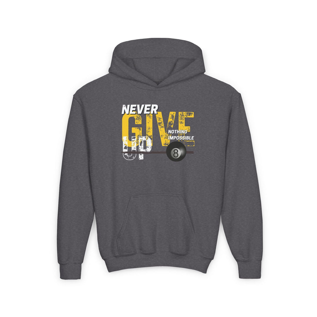 Never Give Up - 8 Ball - Youth Hoodie - BFLY BILLIARDS
