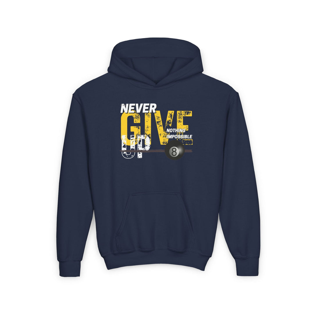 Never Give Up - 8 Ball - Youth Hoodie - BFLY BILLIARDS