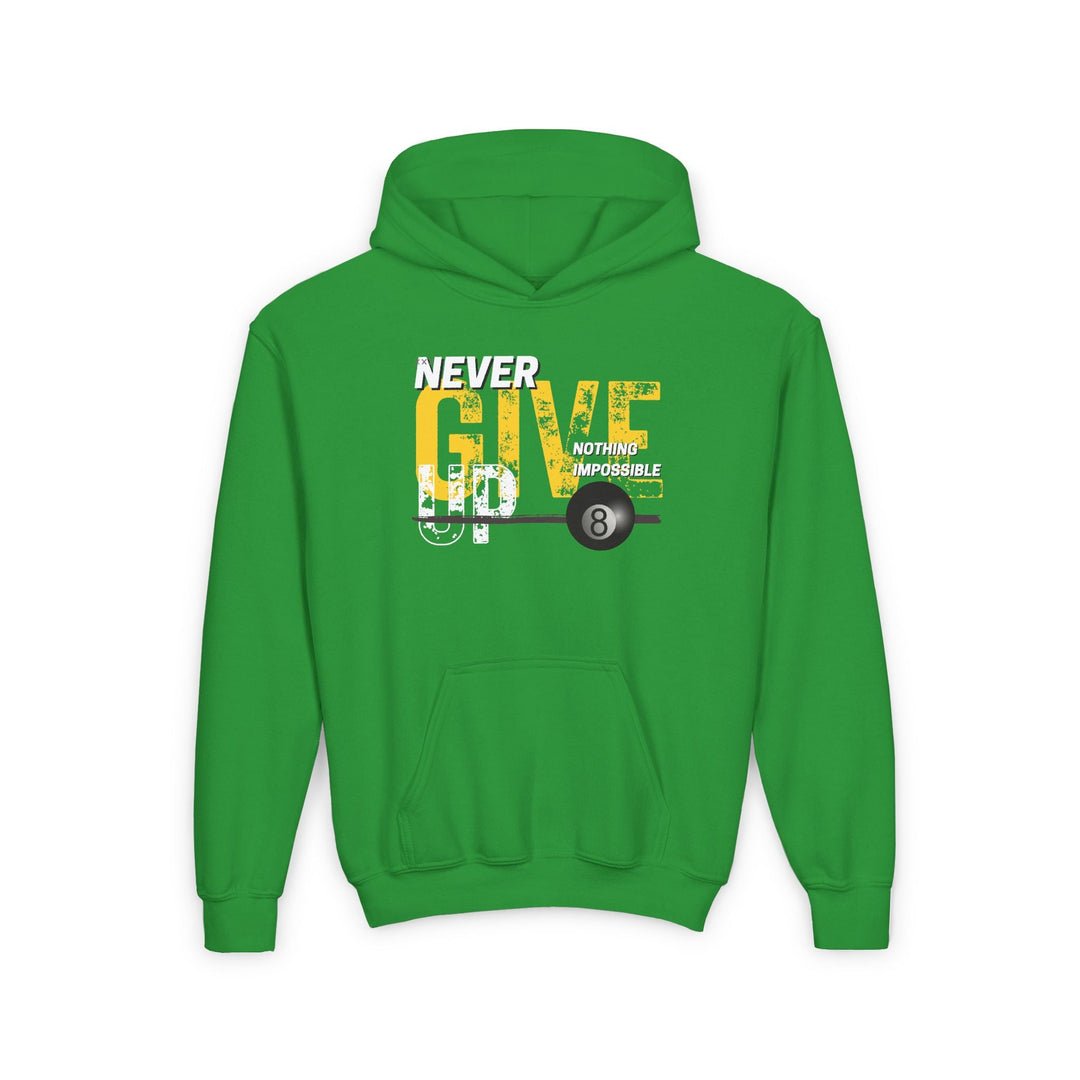 Never Give Up - 8 Ball - Youth Hoodie - BFLY BILLIARDS