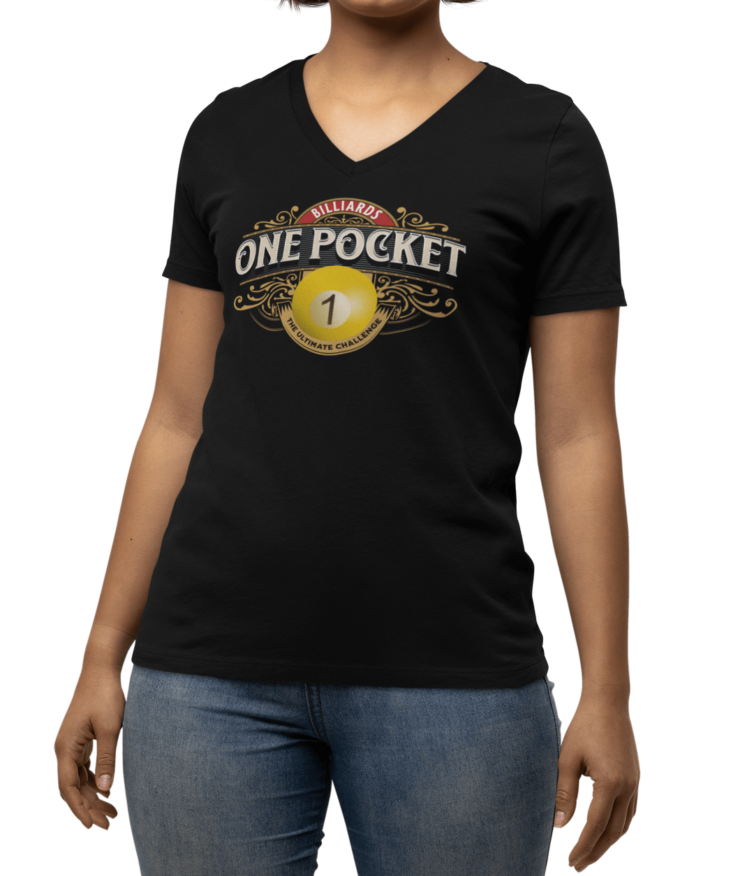 One Pocket BIlliards - Unisex V - Neck Tee - BFLY BILLIARDS