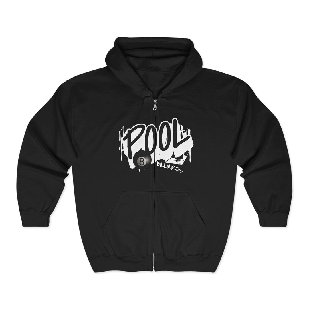 Pool - 8 Ball Billiards Streetwear - Full Zip Hoodie - BFLY BILLIARDS