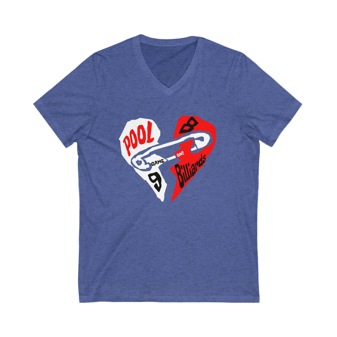 Pool - Billiards - Mended Heart - Unisex V - Neck Tee - BFLY BILLIARDS