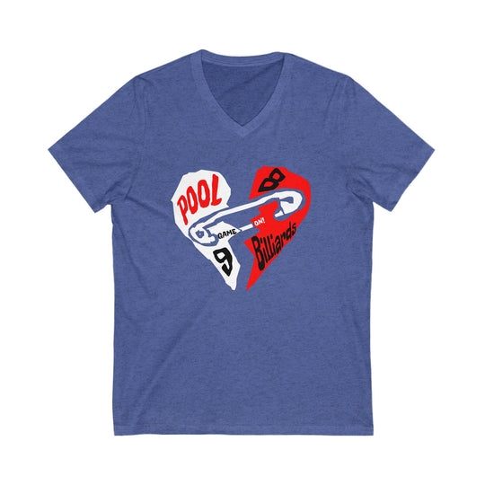Pool - Billiards - Mended Heart - Unisex V - Neck Tee - BFLY BILLIARDS