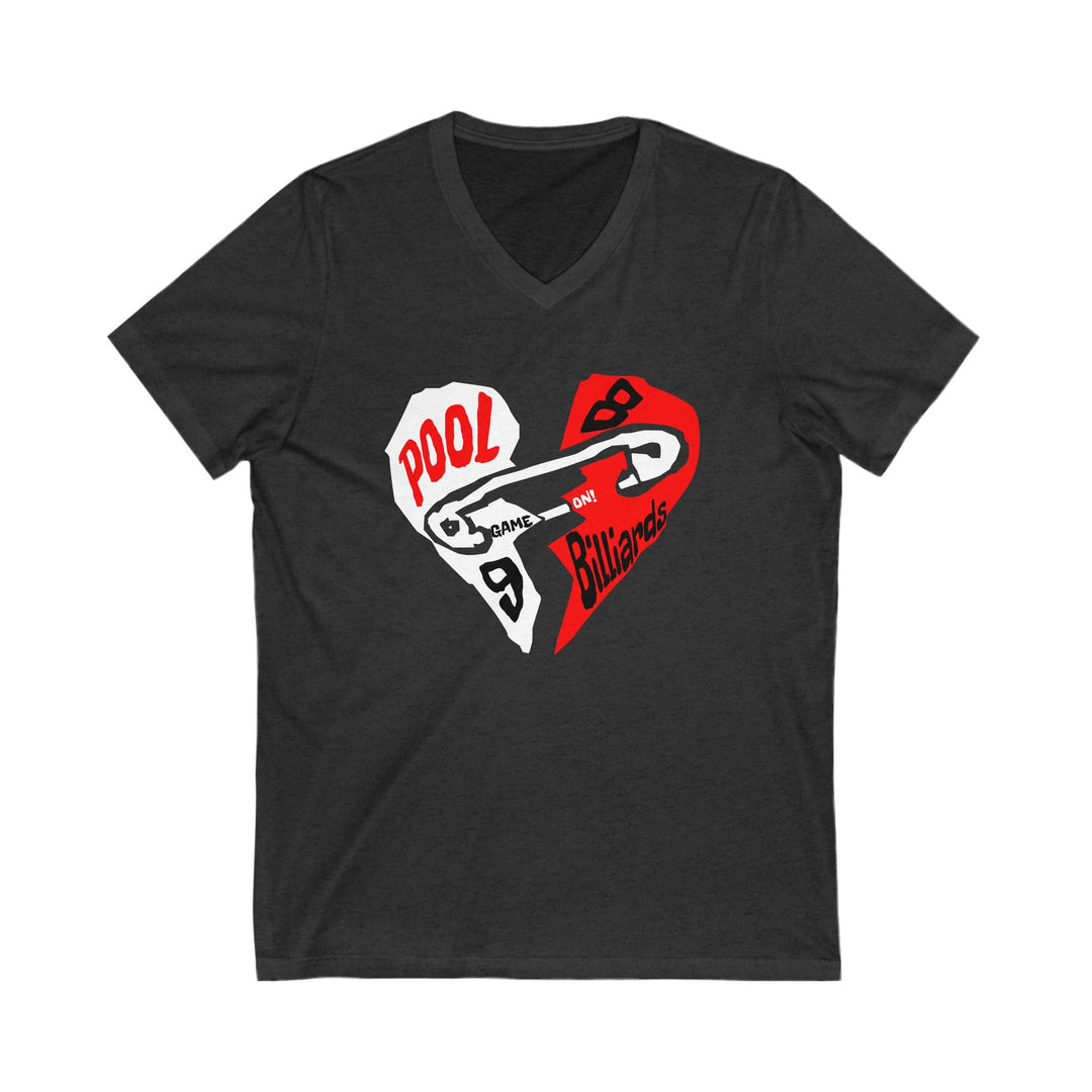 Pool - Billiards - Mended Heart - Unisex V - Neck Tee - BFLY BILLIARDS