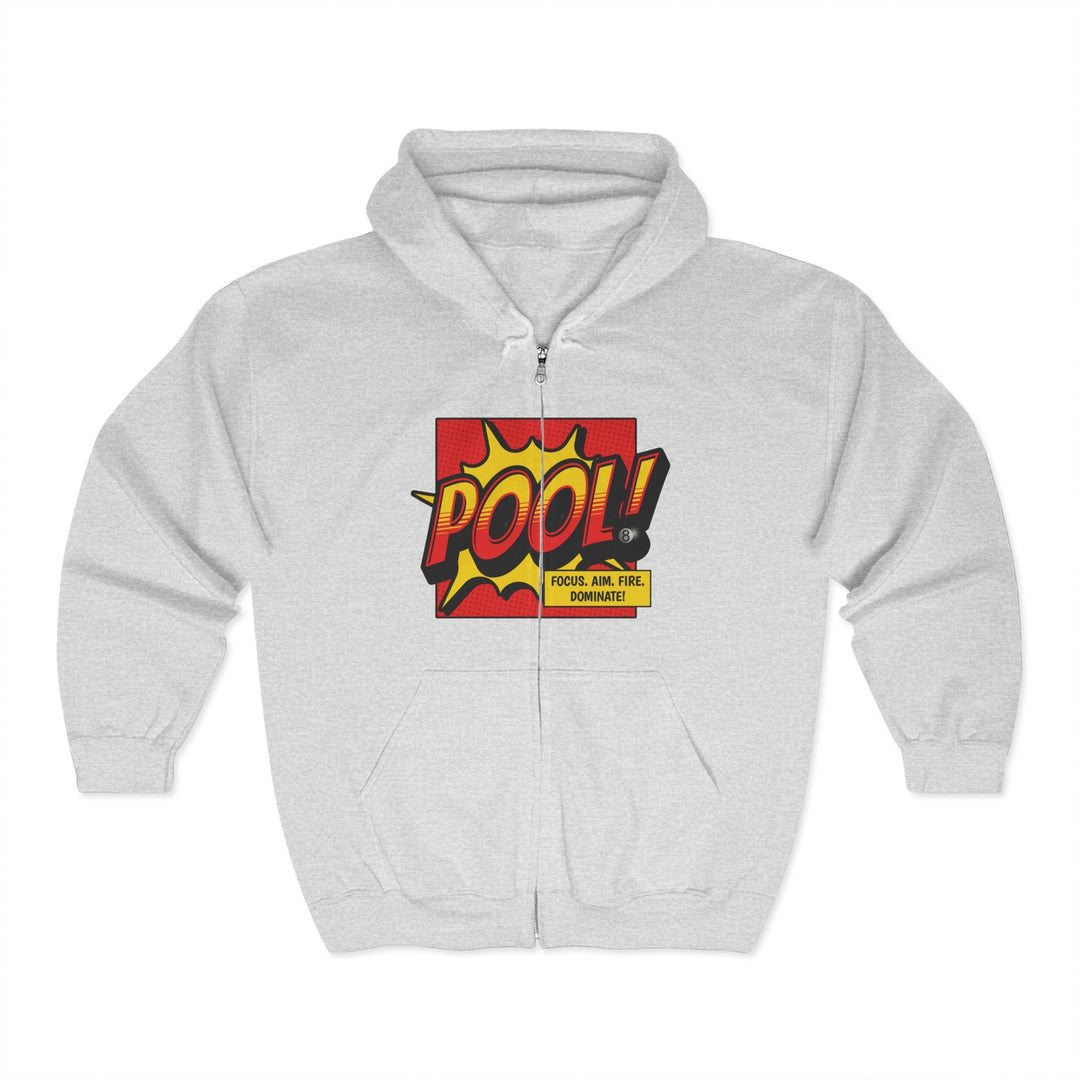 Pool: Focus. Aim. Fire. Dominate - Full Zip Hoodie - BFLY BILLIARDS
