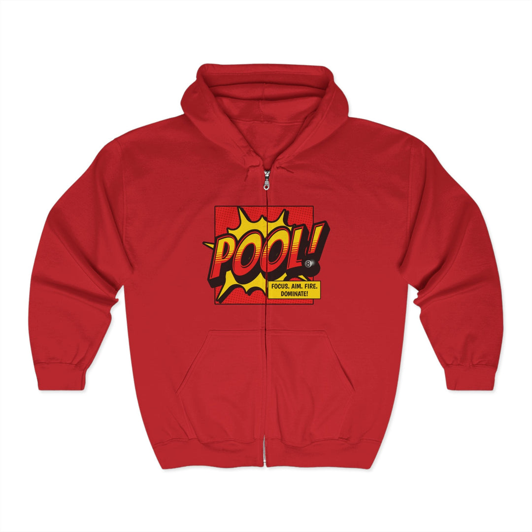 Pool: Focus. Aim. Fire. Dominate - Full Zip Hoodie - BFLY BILLIARDS