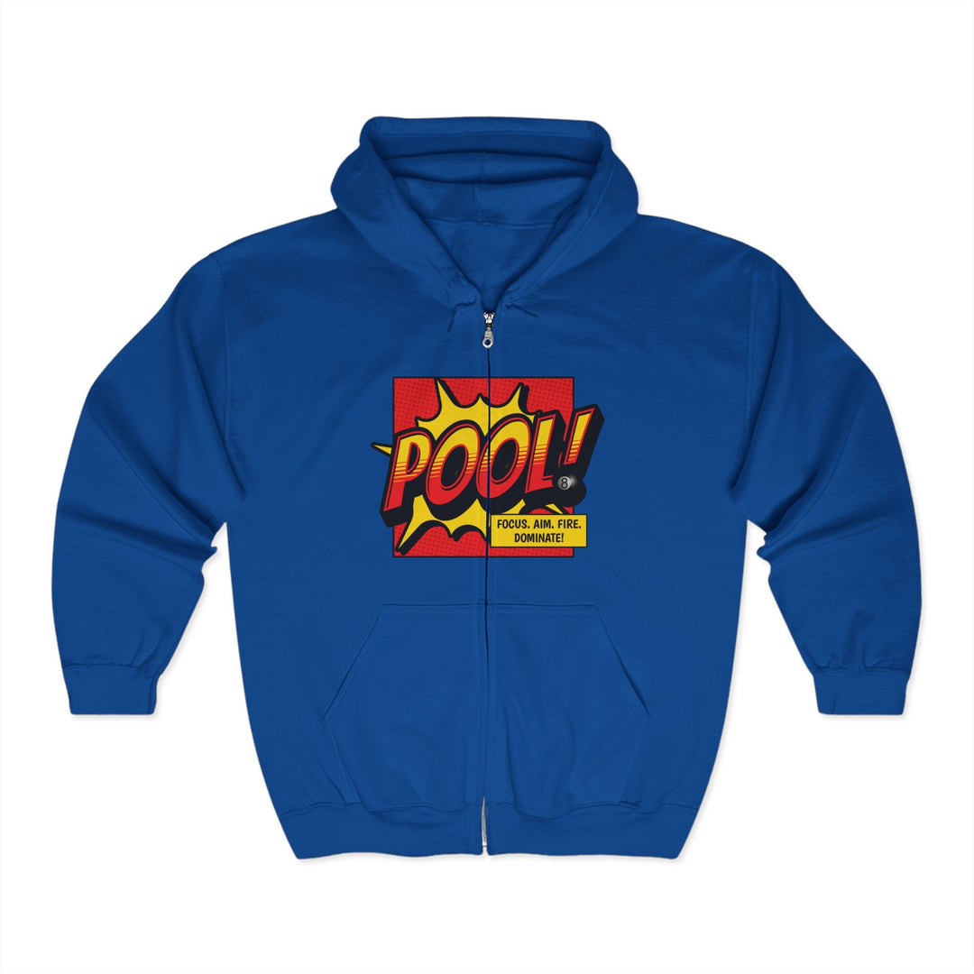 Pool: Focus. Aim. Fire. Dominate - Full Zip Hoodie - BFLY BILLIARDS