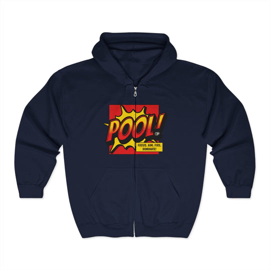 Pool: Focus. Aim. Fire. Dominate - Full Zip Hoodie - BFLY BILLIARDS