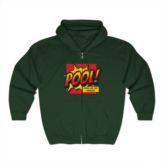 Pool: Focus. Aim. Fire. Dominate - Full Zip Hoodie - BFLY BILLIARDS