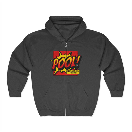 Pool: Focus. Aim. Fire. Dominate - Full Zip Hoodie - BFLY BILLIARDS