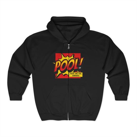 Pool: Focus. Aim. Fire. Dominate - Full Zip Hoodie - BFLY BILLIARDS