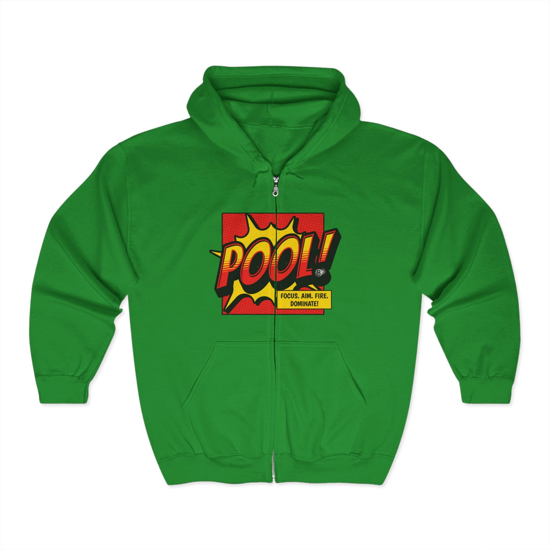 Pool: Focus. Aim. Fire. Dominate - Full Zip Hoodie - BFLY BILLIARDS