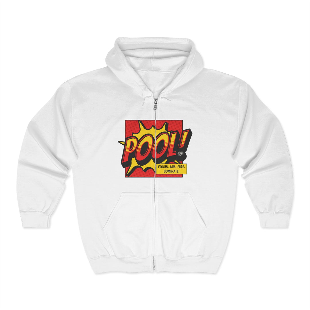 Pool: Focus. Aim. Fire. Dominate - Full Zip Hoodie - BFLY BILLIARDS