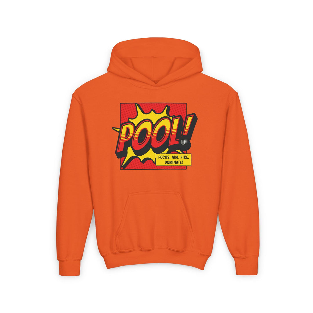 Pool: Focus. Aim. Fire. Dominate - Unisex Youth Pullover Hoodie - BFLY BILLIARDS