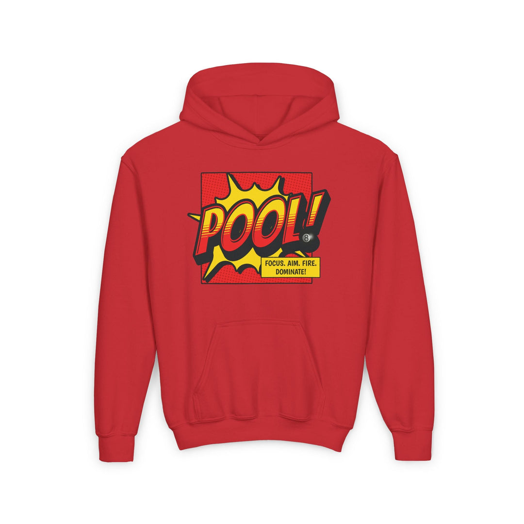 Pool: Focus. Aim. Fire. Dominate - Unisex Youth Pullover Hoodie - BFLY BILLIARDS