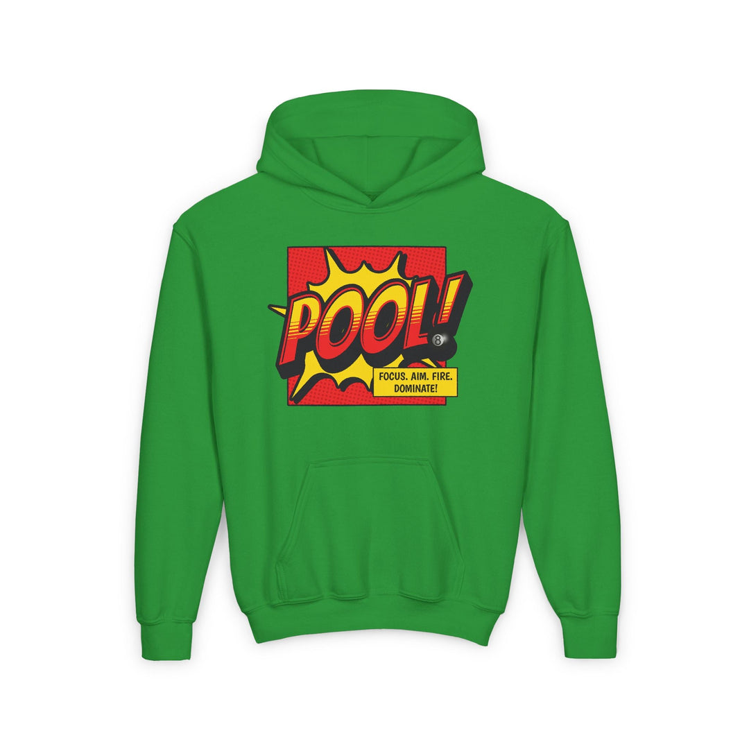 Pool: Focus. Aim. Fire. Dominate - Unisex Youth Pullover Hoodie - BFLY BILLIARDS