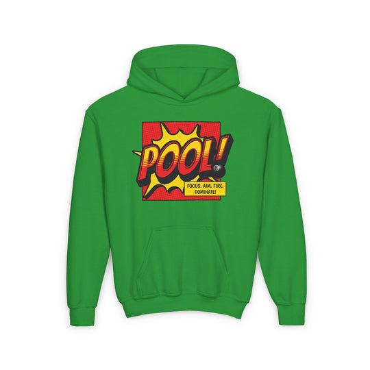 Pool: Focus. Aim. Fire. Dominate - Unisex Youth Pullover Hoodie - BFLY BILLIARDS