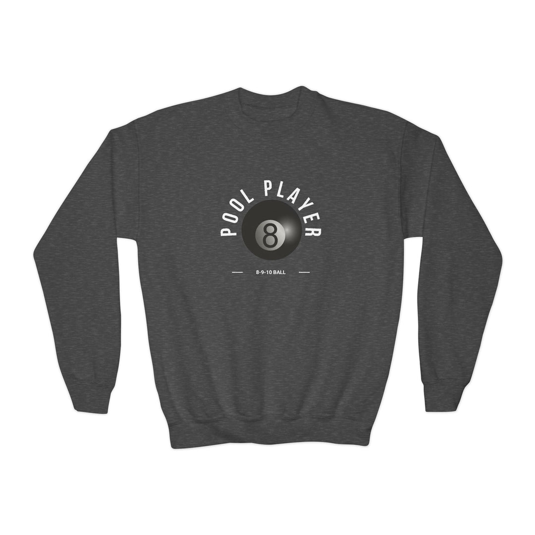 Pool Player - 8 - 9 - 10 Ball - Unisex Youth Crewneck Sweatshirt - BFLY BILLIARDS