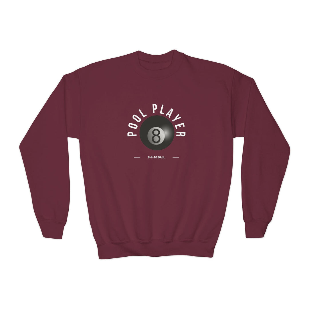 Pool Player - 8 - 9 - 10 Ball - Unisex Youth Crewneck Sweatshirt - BFLY BILLIARDS