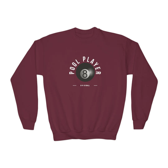 Pool Player - 8 - 9 - 10 Ball - Unisex Youth Crewneck Sweatshirt - BFLY BILLIARDS