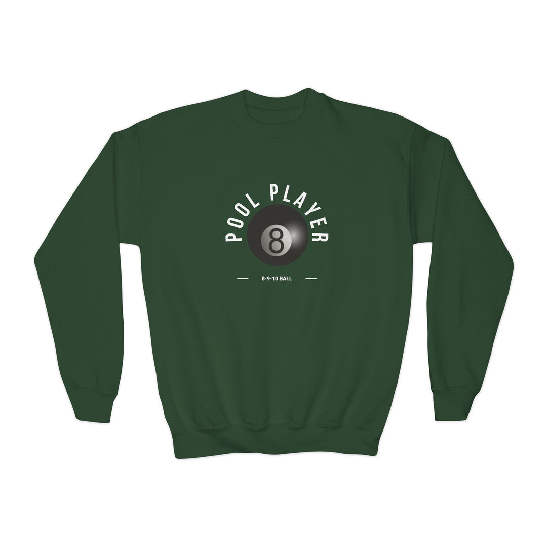 Pool Player - 8 - 9 - 10 Ball - Unisex Youth Crewneck Sweatshirt - BFLY BILLIARDS