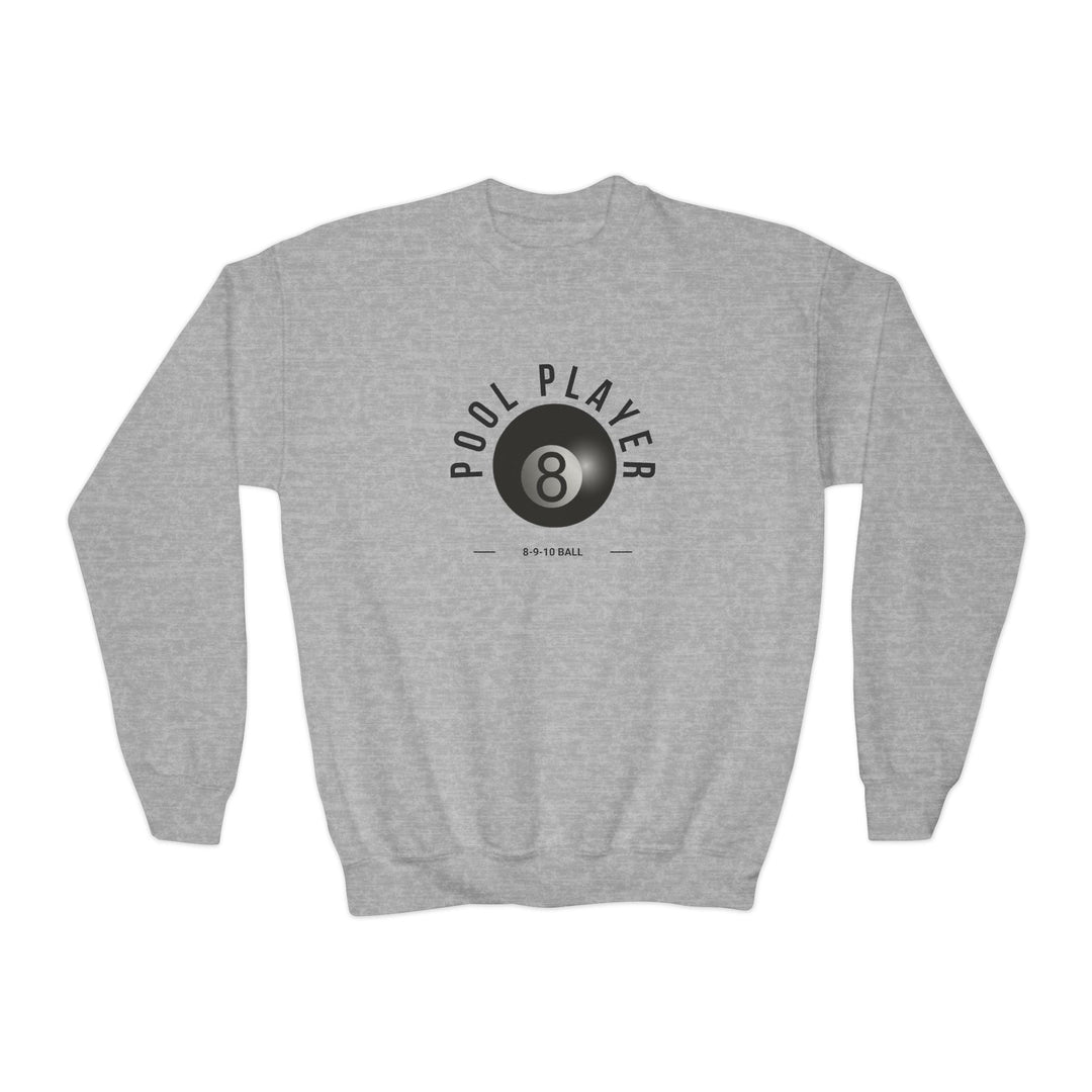 Pool Player - 8 - 9 - 10 Ball - Unisex Youth Crewneck Sweatshirt - BFLY BILLIARDS
