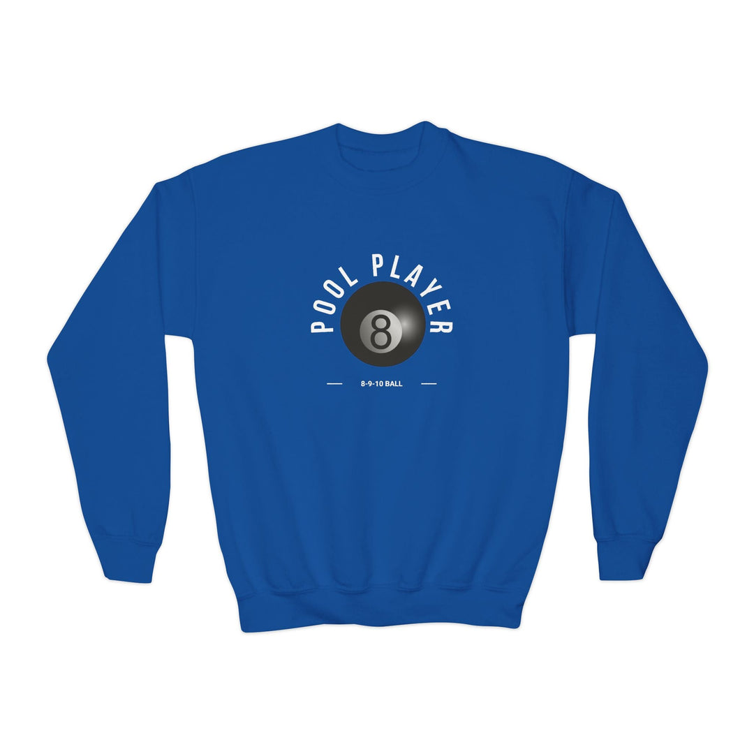 Pool Player - 8 - 9 - 10 Ball - Unisex Youth Crewneck Sweatshirt - BFLY BILLIARDS