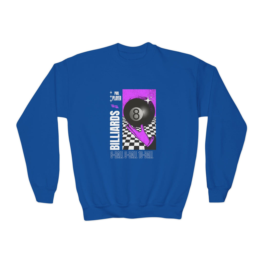 Pool Player - Billiards - Unisex Youth Crewneck Sweatshirt - BFLY BILLIARDS