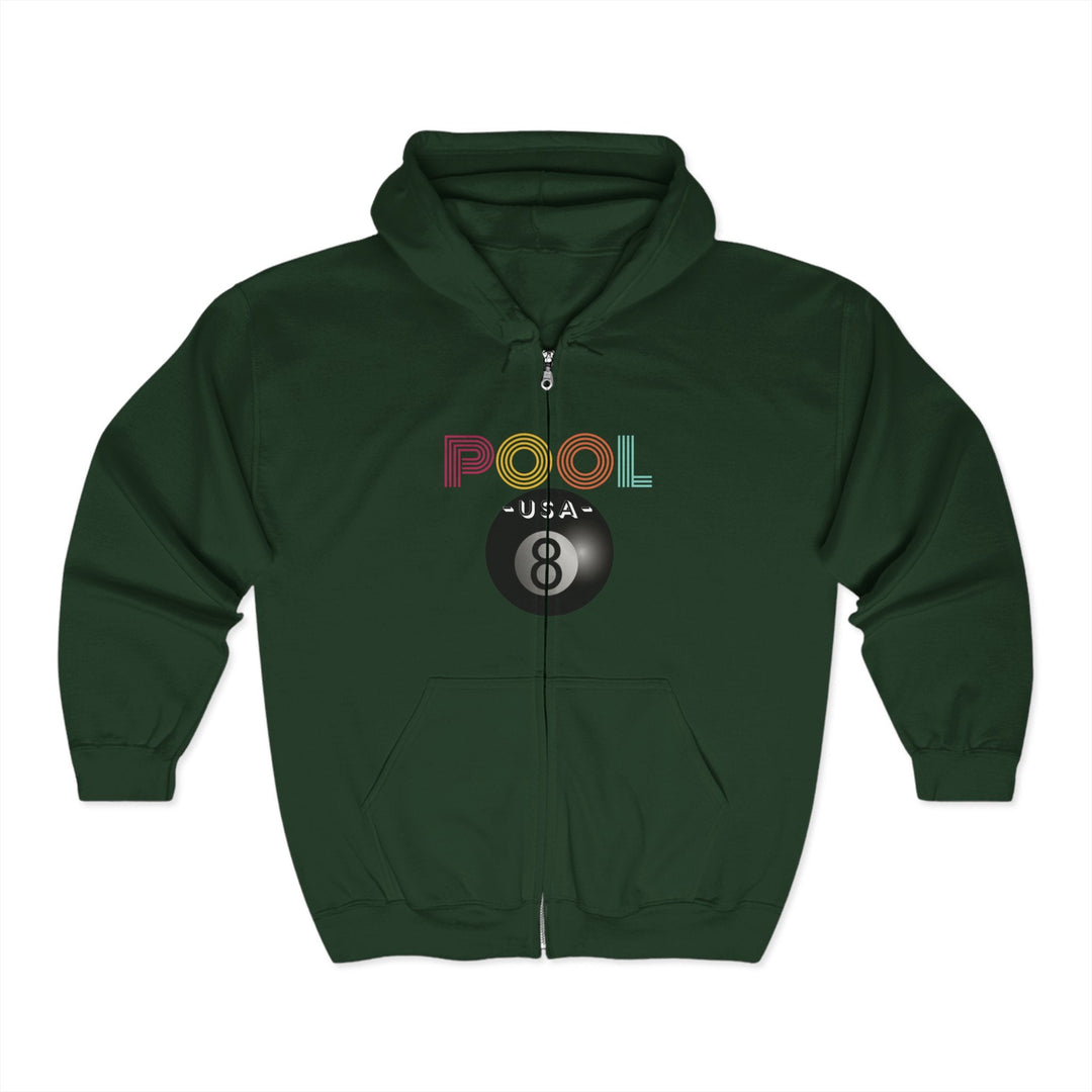 POOL USA - 8 Ball - Full Zip Hoodie - BFLY BILLIARDS