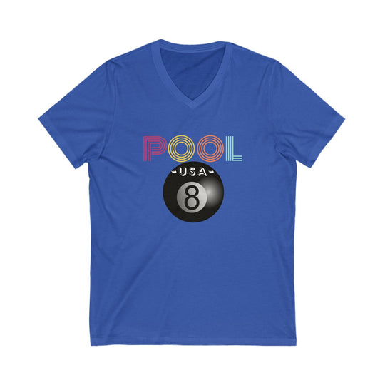POOL USA - 8 Ball - Unisex V - Neck Tee - BFLY BILLIARDS