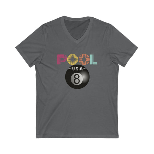 POOL USA - 8 Ball - Unisex V - Neck Tee - BFLY BILLIARDS
