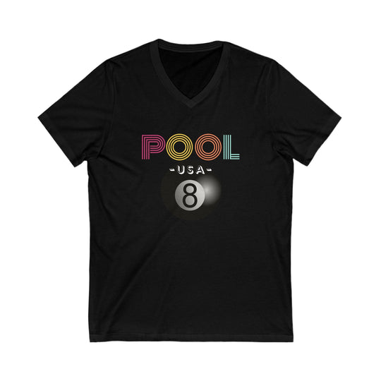POOL USA - 8 Ball - Unisex V - Neck Tee - BFLY BILLIARDS