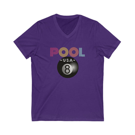 POOL USA - 8 Ball - Unisex V - Neck Tee - BFLY BILLIARDS