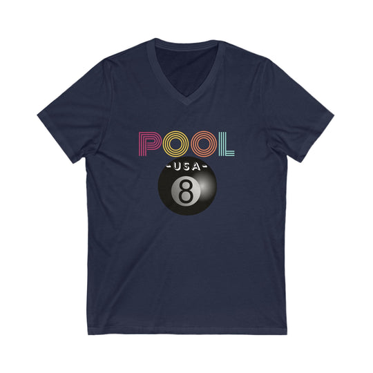 POOL USA - 8 Ball - Unisex V - Neck Tee - BFLY BILLIARDS