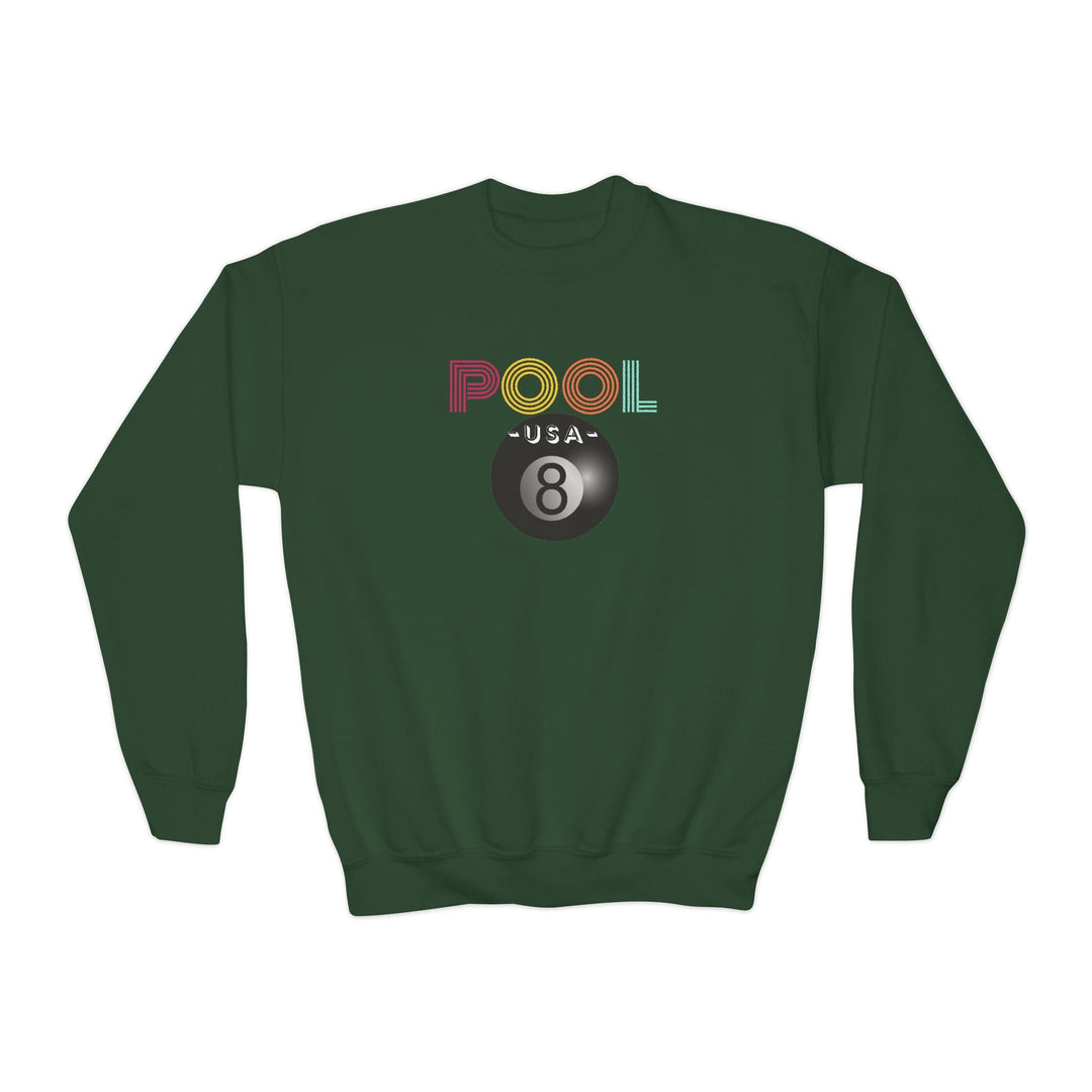 POOL USA - 8 Ball - Unisex Youth Crewneck Sweatshirt - BFLY BILLIARDS