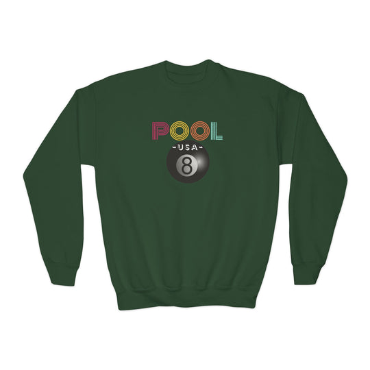 POOL USA - 8 Ball - Unisex Youth Crewneck Sweatshirt - BFLY BILLIARDS