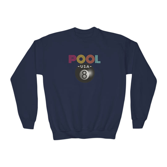 POOL USA - 8 Ball - Unisex Youth Crewneck Sweatshirt - BFLY BILLIARDS